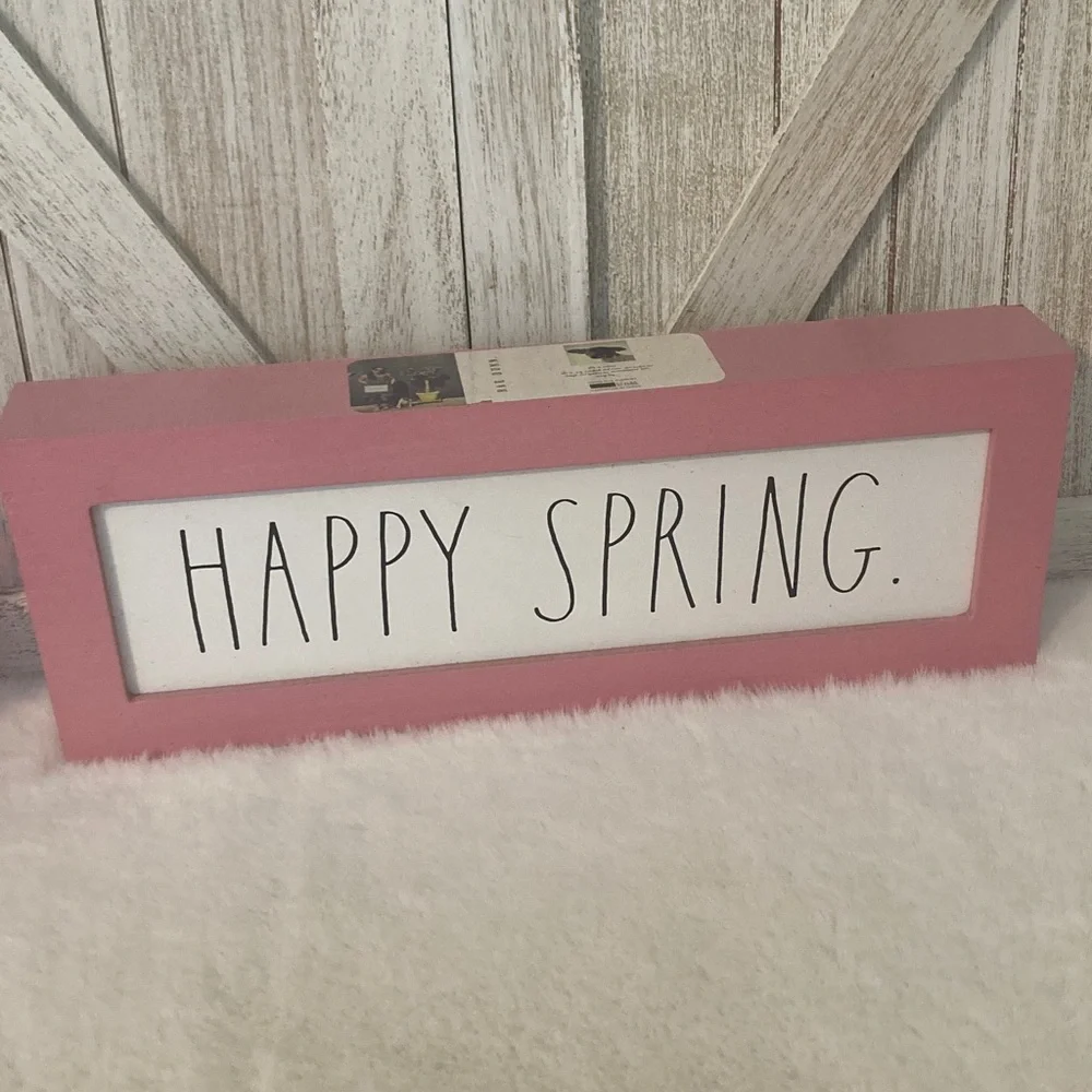 Rae Dunn Pink 'Happy Spring' Sign